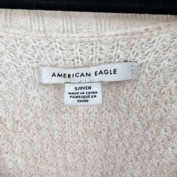 American Eagle Soft Cozy Sweater Size Small Stripe Long Sleeve Boxy Neutral - Picture 6 of 6